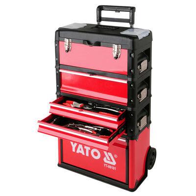 YATO Carrinho com caixa de ferramentas e 3 gavetas 52x32x72 cm