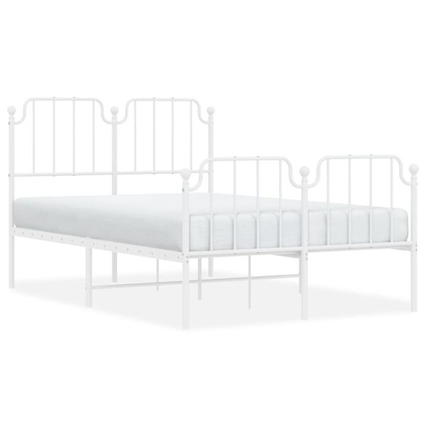 vidaXL Estrutura de cama com cabeceira e p&eacute;s 120x200 cm metal branco