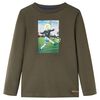 vidaXL T-shirt de manga comprida para crian&ccedil;a cor caqui 104