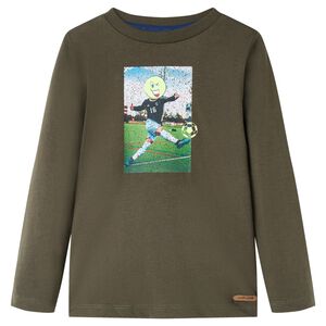 T-shirt de manga comprida para crian&ccedil;a cor caqui 104
