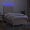vidaXL Cama box spring c/ colch&atilde;o e LED 100x200 cm tecido cor creme