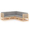 vidaXL 5 pcs conjunto lounge de jardim c/ almofad&otilde;es pinho maci&ccedil;o