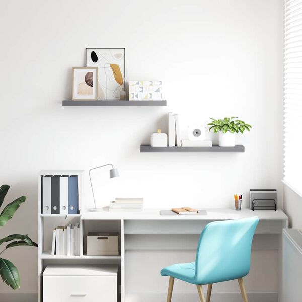 vidaXL Prateleiras parede suspensas 2 pcs 80x23,5x3,8cm MDF cinzento