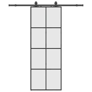 vidaXL Porta deslizante c/ conj. ferragens 76x205cm vidro ESG preto
