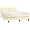 vidaXL Cama box spring c/ colch&atilde;o/LED 140x190cm couro artificial creme