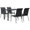 vidaXL 5 pcs conjunto de jantar para jardim a&ccedil;o e textilene preto
