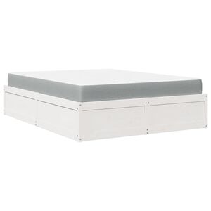 vidaXL Cama com colch&atilde;o 160x200 cm madeira de pinho maci&ccedil;a branco
