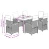 vidaXL 7 pcs conjunto de jantar p/ jardim c/ almofad&otilde;es vime PE preto
