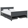 vidaXL Estrutura cama c/ 4 gavetas 140x200cm pinho maci&ccedil;o cinza-escuro