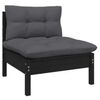 vidaXL 4 pcs conjunto lounge de jardim c/ almofad&otilde;es pinho preto