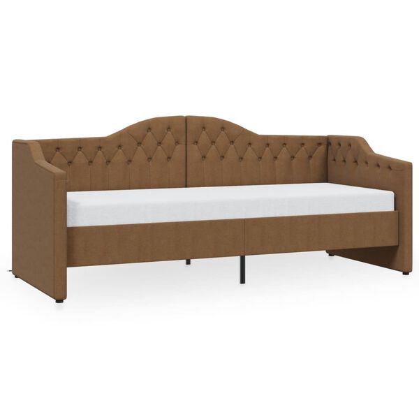vidaXL Sof&aacute;-cama c/ colch&atilde;o e sa&iacute;da USB 90x200 cm tecido castanho