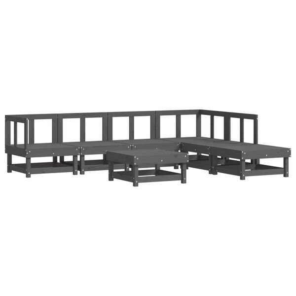 vidaXL 7 pcs conjunto lounge de jardim pinho maci&ccedil;o cinza