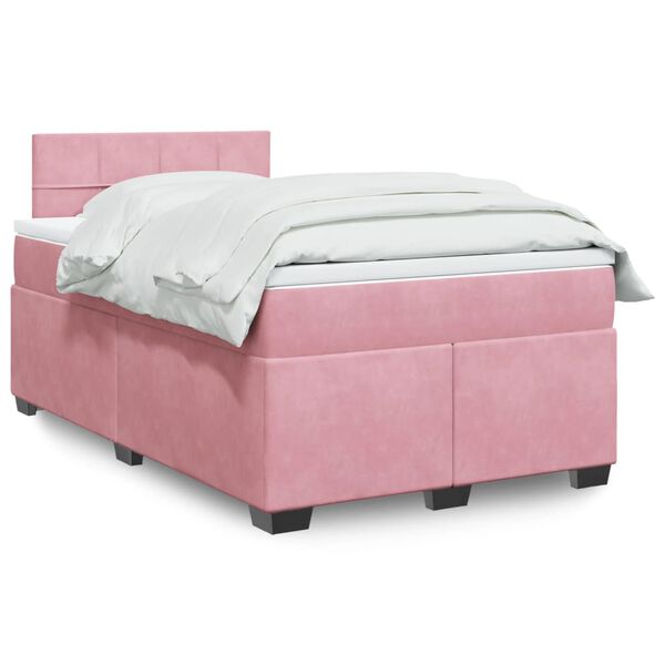 vidaXL Cama boxspring com colch&atilde;o 120x200 cm veludo rosa