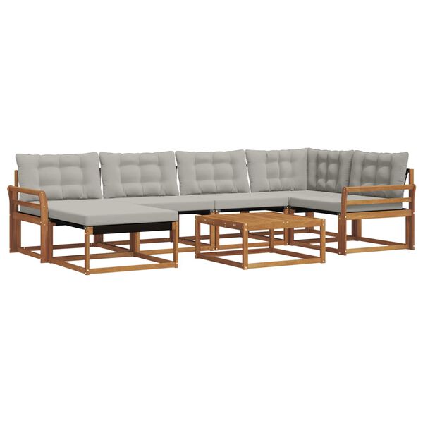 vidaXL Conjunto de Sof&aacute;s para Exterior 7 pcs Cinza Natural e Claro