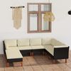 vidaXL 8 pcs conjunto lounge de jardim c/ almofad&otilde;es vime PE preto