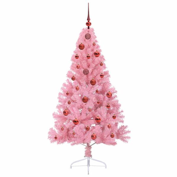 vidaXL &Aacute;rvore de Natal Artificial Pr&eacute;-iluminada Rosa 150 cm PVC