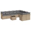 vidaXL 10 pcs conjunto de sof&aacute;s p/ jardim com almofad&otilde;es vime PE bege