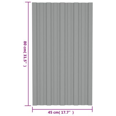 vidaXL Painéis de telhado 36 pcs 80x45 cm aço galvanizado cinzento