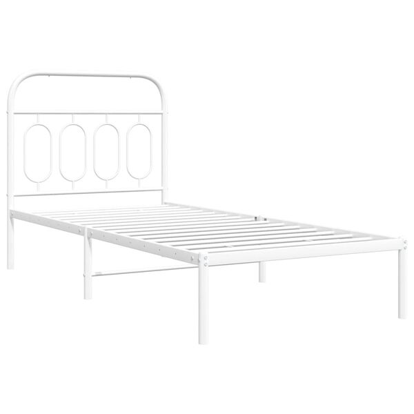 vidaXL Estrutura de cama com cabeceira 90x200 cm metal branco