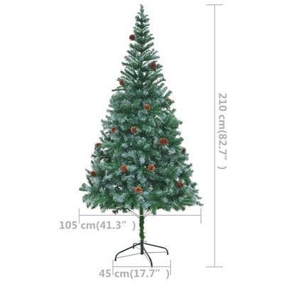 vidaXL Árvore de Natal artificial com pinhas pré-iluminada 210 cm