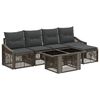 vidaXL Conjunto de Sof&aacute; de Jardim 6 unid. Cinza e Cinza Escuro vime PE