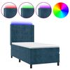vidaXL Cama box spring c/ colch&atilde;o/LED 100x200 cm veludo azul-escuro