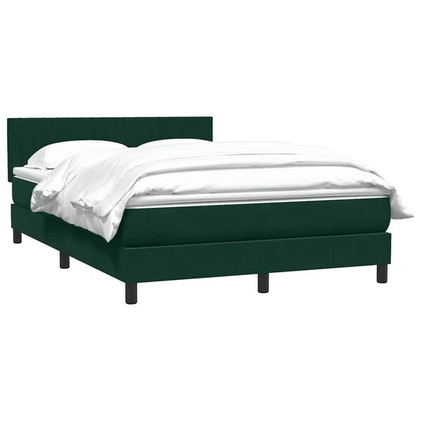 vidaXL Cama com molas/colch&atilde;o 160x220 cm veludo verde-escuro