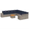 vidaXL Conjunto de sof&aacute; de jardim com 11 pe&ccedil;as e almofadas em rattan sint&eacute;tico cinza