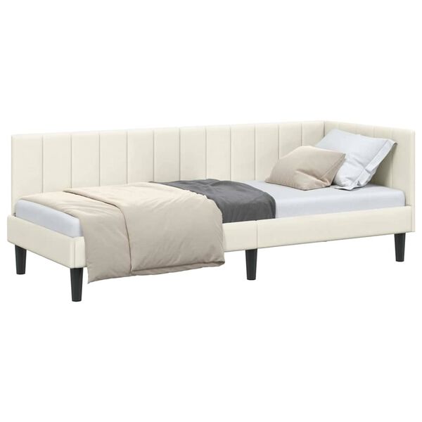vidaXL Estrutura de Cama de Canto Creme 80 x 200 cm Veludo