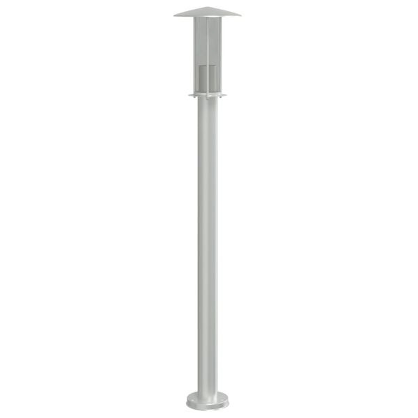 vidaXL Candeeiro de ch&atilde;o para exterior 3 pcs 100 cm a&ccedil;o inox. prateado