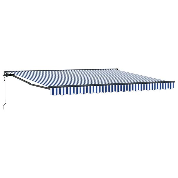 vidaXL Toldo Retr&aacute;til Azul e Branco 400 &times; 300 cm Alum&iacute;nio e Tecido