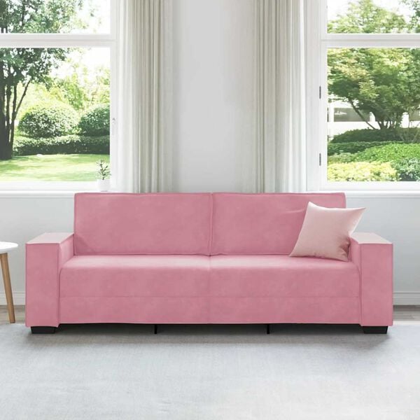 vidaXL Sofá de 3 lugares 180 cm veludo rosa
