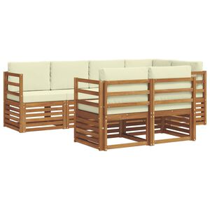 vidaXL Conjunto de Sof&aacute; Sectional com almofada 7 pcs Natural e Creme