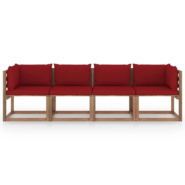 vidaXL Sof&aacute; de paletes 4 lugares com almofad&otilde;es pinho impregnado