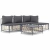 vidaXL 5 pcs conjunto lounge de jardim c/ almofad&otilde;es vime PE antracite