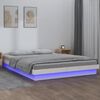 vidaXL Estrutura de cama com luzes LEDs 140x200 madeira maci&ccedil;a branco