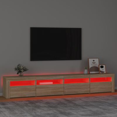 vidaXL Móvel de TV com luzes LED 240x35x40 cm carvalho sonoma