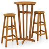 vidaXL Conjunto de bar 3 pcs madeira de ac&aacute;cia maci&ccedil;a