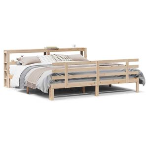 vidaXL Estrutura de cama com cabeceira 180x200 cm pinho maci&ccedil;o