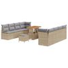 vidaXL Conjunto de Sof&aacute; de Jardim 11 unid. Bege vime PE
