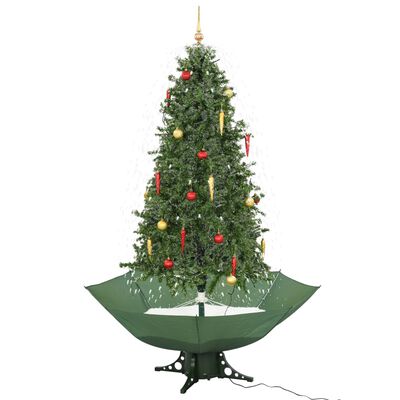 vidaXL Árvore de Natal com neve base formato guarda-chuva 190 cm verde