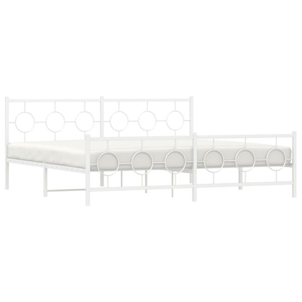 vidaXL Estrutura de cama com cabeceira e pés 193x203 cm metal branco