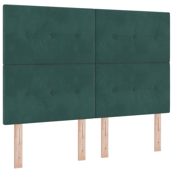 vidaXL Cama Box com colch&atilde;o Verde Escuro 140 x 200 cm tecido