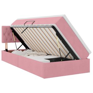 vidaXL Cama com Armazenamento com colch&atilde;o Rosa 90 x 200 cm Veludo