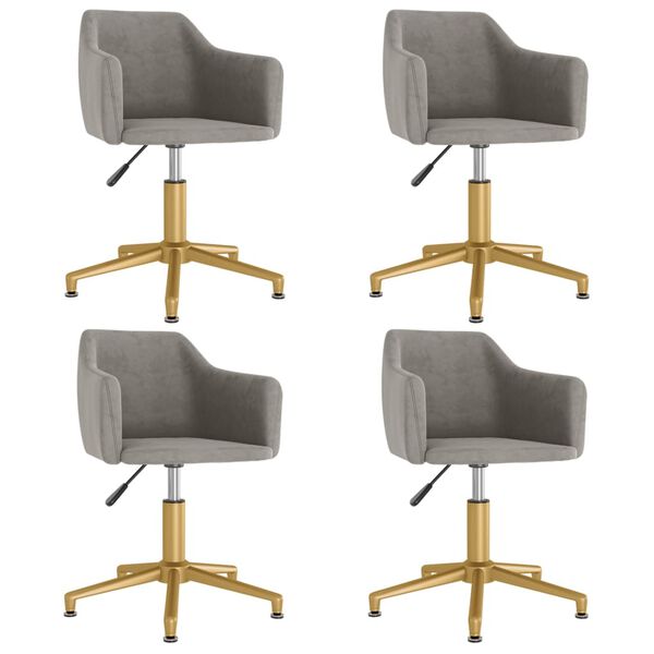 vidaXL Cadeiras de jantar girat&oacute;rias 4 pcs veludo cinzento-claro