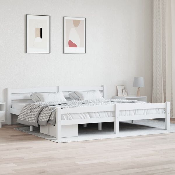 vidaXL Estrutura de cama 200x200 cm pinho maci&ccedil;o branco