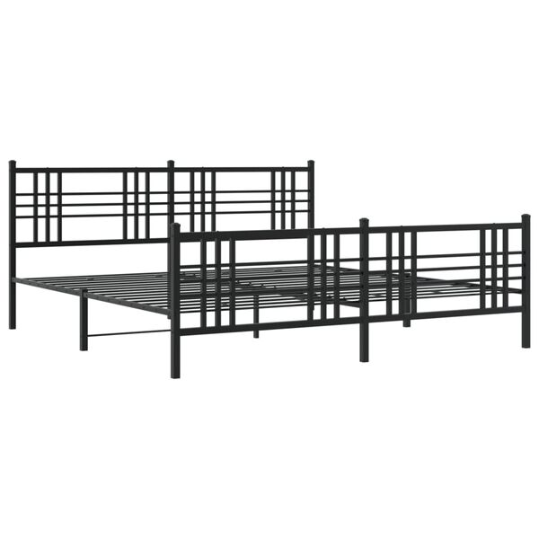 vidaXL Estrutura de cama com cabeceira e pés 183x213 cm metal preto