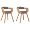 vidaXL Cadeira de jantar 2 pcs madeira curvada e tecido cinzento-claro