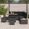 vidaXL Conjunto de Sof&aacute; de Jardim com almofada Preto Rattan Sint&eacute;tico