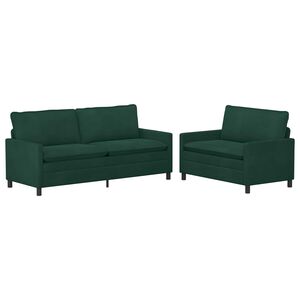 vidaXL Conjunto de Sof&aacute;s 2 unid. Verde-escuro Veludo